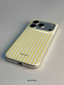 GIIPPA 1pc Yellow Striped Pattern Design Phone 17 Pro Max Phone Case, Compatible With Phone 16 Pro Max, 15 Pro Max, 14 Pro Max, Korean-Style High-End Fashion Fun Phone Case, Compatible With 11/12/13/14/15/16 Pro Max Plus, Elegant Design Suitable For Men And Women, Perfect Gift For Girlfriend On Christmas, Valentine's Day, Easter, Wedding Season And Birthday! - Yellow - View 4