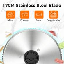 YASHE Foldable Electric Food Slicer, Adjustable Thickness 0–15mm, 6.7" Stainless Steel Blade, 150W Motor, Portable & Easy-To-Clean Meat, Cheese, Bread, And Vegetable Slicer For Home Kitchen,201 Stainless Steel - US A Type Plug(110-127V) - View 4