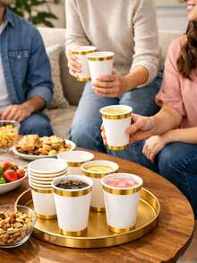 10/20/30/40/50pcs Elegant Gold Foil Rim Paper Cups, Suitable For Hot And Cold Drinks, Perfect For Parties, Picnics, Travel And Various Occasions, Ideal For Any Event And Birthday Celebrations - Multicolor - View 3