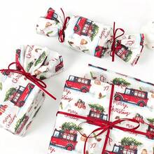 10/30/60 Sheets Colorful Christmas Tree Pattern Wrapping Paper, 50*35cm Gift Wrapping Paper, Suitable For Wedding, Christmas Gift, Birthday Gift Wrapping, Bouquet Filling, Party Gifts - Christmas Car - View 5