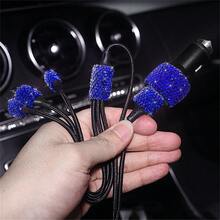 1个闪亮水钻车载充电器，快速充电，USB/AC车载手机充电器，心形LED显示屏水钻车载充电器适配器，快速充电，支持手机、行车记录仪、GPS等设备，手工制作，是节日/生日送给男士和女士的理想礼物 - 彩色 - 查看 70