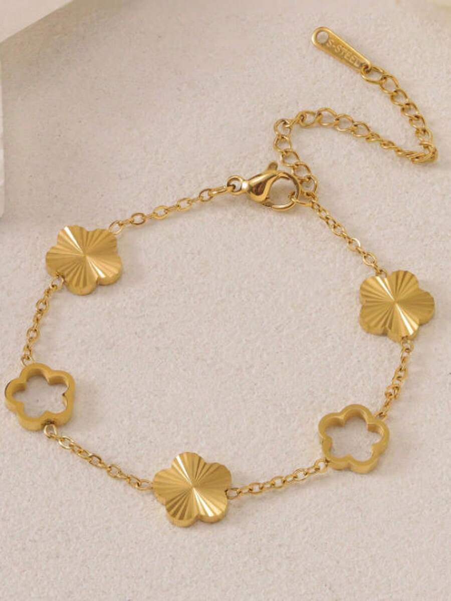 1 pieza Brazalete de acero inoxidable de moda elegante, minimalista y práctico de multifunción - Amarillo Oro - Ver 1