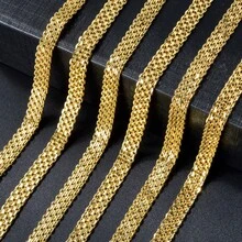 1pc Classic 18K Gold-Plated Braided Necklace, Minimalist Versatile Daily Wear For Men And Women - Gold - View 1