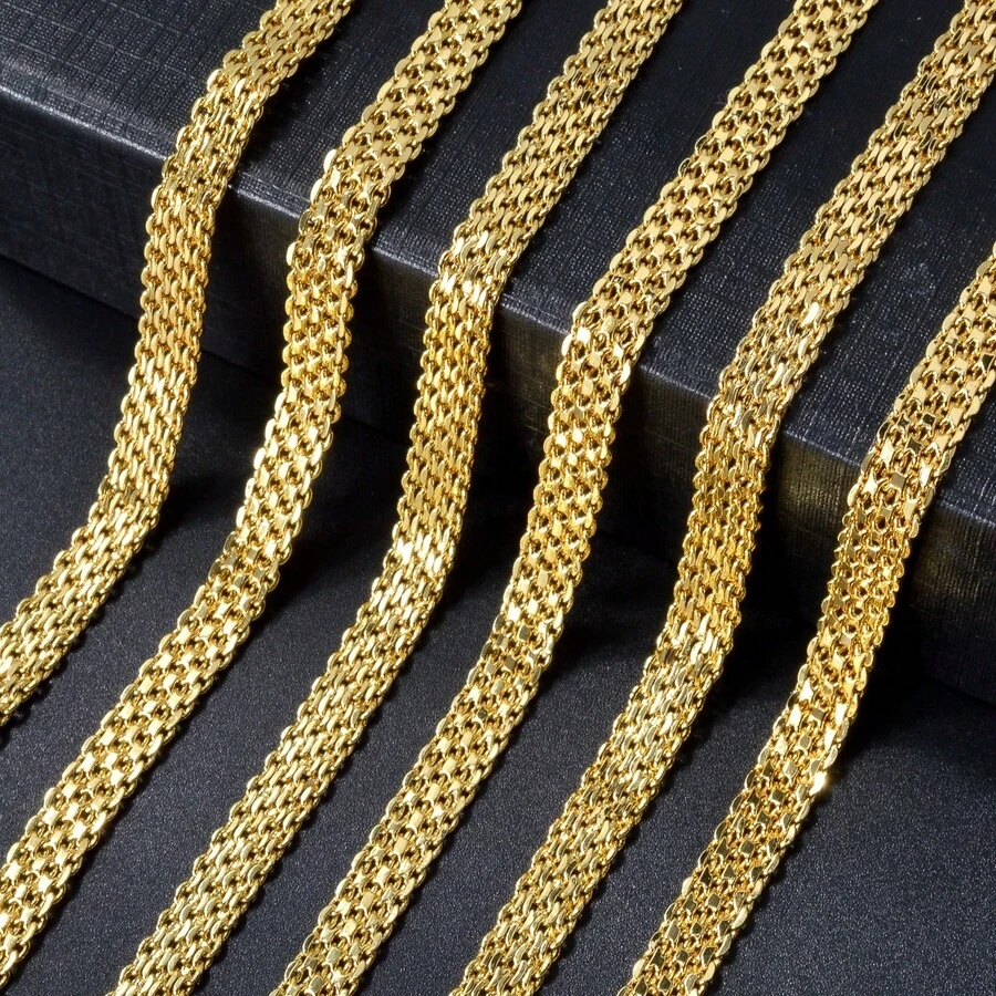 1pc Classic 18K Gold-Plated Braided Necklace, Minimalist Versatile Daily Wear For Men And Women - Gold - View 1