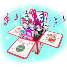 1PC Creative Christmas Gnome 3D Box Greeting Card Ornament With Gold Foil Craft Merry Christmas - A - View 5