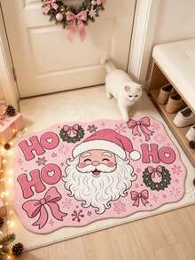 1pc Pink Santa Claus Pattern Decorative Rug, Living Room Carpet, Bedside Plush Rug, Autumn/Winter Carpet, Thick Rug, Large Living Room Carpet, Bedroom Carpet, Living Room Home Decor, Outdoor Rug, Washable Carpet - Multicolor - View 6