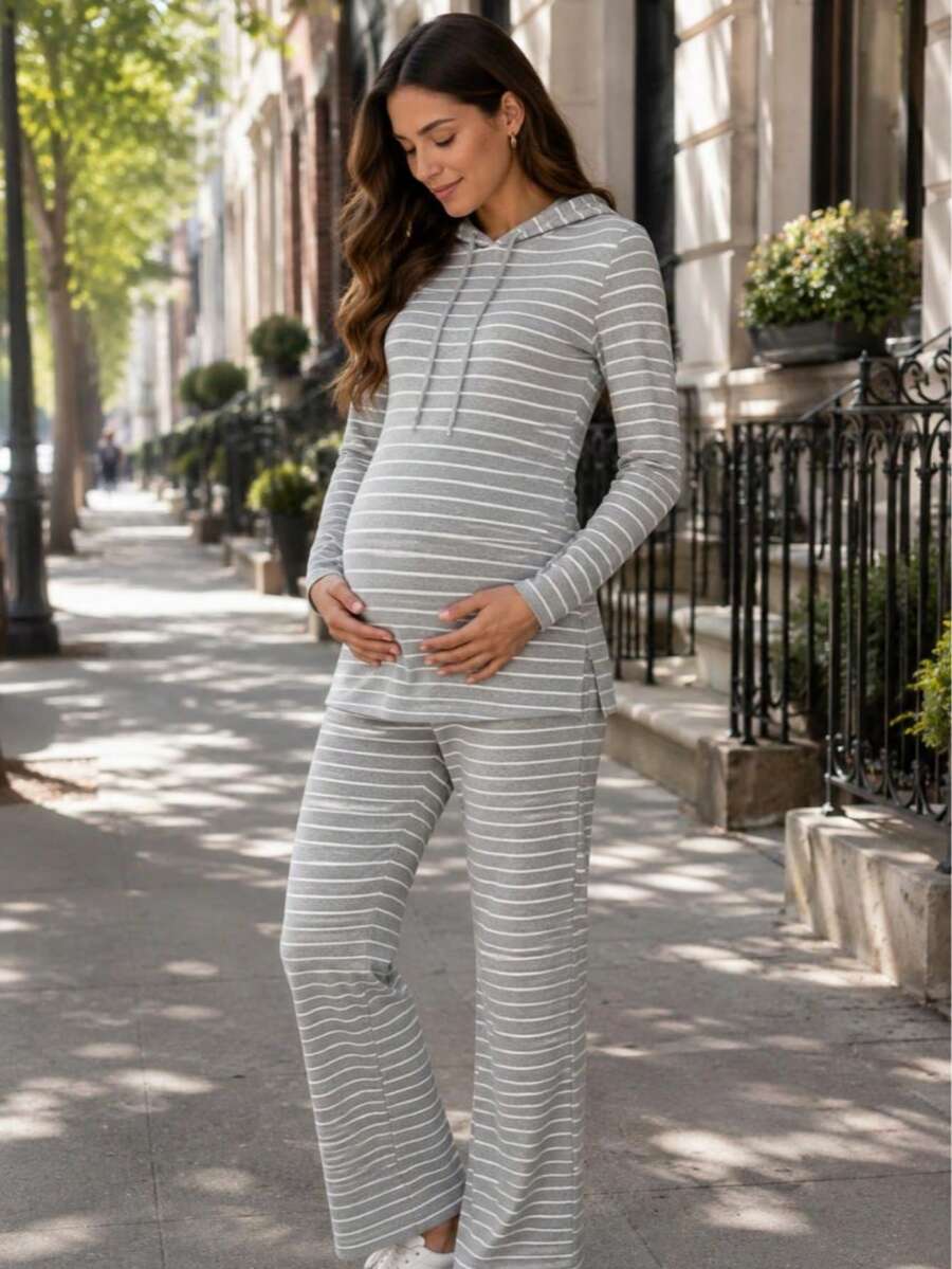Maternity Sweater Co-Ords - Light Grey - View 1