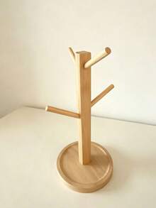 1PC Vintage Bamboo Hanging Cup Rack, European Style Desktop Cup Holder Drainage Rack, Living Room Kitchen Office Multi-Purpose Mug Storage Rack, Light Luxury Nordic Style Natural Wood Solid Wood Cup Rack, Rounded Edge No Burrs Anti-Scratch Hand Hanging Drainage Storage Rack, Living Room Side Cabinet Organizer, Housewarming Gift - 1PC - View 7