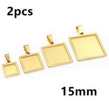 2pcs 10-25mm Inner Size Stainless Steel Square Pendant Cabochons Blank Base Setting Bezel Tray DIY Jewelry Making Accessories - Square Base - View 16