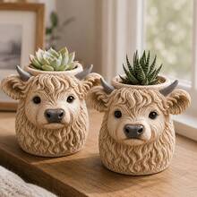 Resin Silicone Mold, Realistic 3D Highland Cow Silicone Mold; Suitable For Handmade Concrete Succulent Planters And Plaster Casting; Resin Clay Pen Holder DIY Material; Farm Animal Desktop And Garden Decor - Multicolor - View 5
