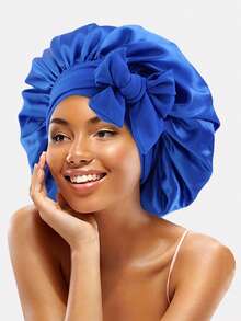 1pc Women's Satin Ribbon Sleep Cap Adjustable Tie Headscarf Beauty Hair Care Bonnet Suitable For Daily Use - Multicolor - View 6