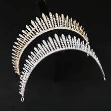 1pc/2PCS Women Rhinestone Crown Design Luxury Bride Headband For Wedding Party Royal Tiaras - Silver - View 13