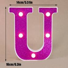 1pc 16cm Purple LED Letter Light, Alphanumeric Night Light, Battery Powered LED Light, Light‑Up Number Sign For Anniversary, Birthday Party Decoration, Wedding Background Decoration, Christmas And Halloween Party Home Bedroom Night Light. - Purple - View 44