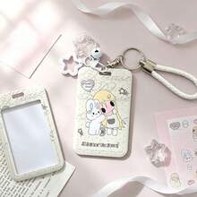 Sweet Character Card Holder, Decorative Star Bell Keychain Wristband ID Badge Holder, Portable Card Protector, Suitable For Daily Collection Cards, Access Cards, Transaction Cards, Fan Merchandise - A - View 1