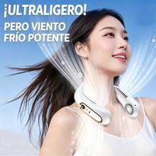Ventilador colgante sin aspas refrigerante, visualización de energía digital, diseño ligero ergonómico, ventilador recargable de larga duración ideal para viajes, deportes y uso diario al aire libre - A - Ver 2