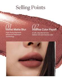 Lipstik Matte JOOCYEE MINI MUDDY ROUGE, Matte Beludru, Ringan, Tahan Lama, Tanpa Bobot - 121Burnt Peach Wood - View 4