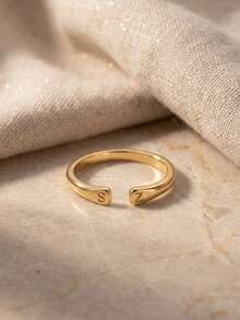 Custom Initial Ring, Personalized Letter Ring, Dainty Gold Adjustable Ring, Open Couple Ring, Minimalist Jewelry, Anniversary Gift For Her - Multicolor - View 3