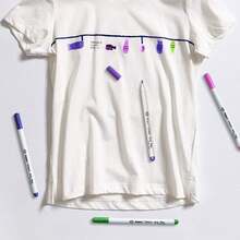 12pcs Disappearing Ink Pens, Water-Soluble Fabric Marker Pens, Sewing Art DIY Tracing Embroidery Supplies, Blue And Purple, Sewing Marking And Tracing Tools (Random Style, Random Color) - Multicolor - View 3