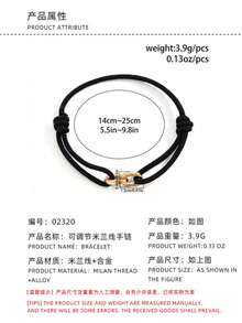 1pc Minimalist Black Braided Rope Bracelet With Silver Horseshoe Double Ring Metal Clasp, Adjustable Cool Style Men's Bracelet, Versatile Couple Gift Accessory - White K+Black - View 5