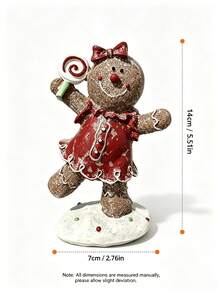 1pc Gingerbread Man Tabletop Decor, Adorable Christmas Resin Figurine In Red Or Green Outfit, Candy Cane Cookie Ornament For Coffee Bar, Kitchen Counter, Mantel, Christmas Party, Xmas Home Decor And Gift - Multiple Styles - View 12