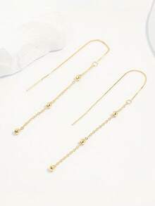 SYMFNY 1 Pair 925 Sterling Silver Tassel Earrings, Versatile Accessory Suitable For Daily Wear, Party And Vacation, Great Gift Choice For Mother's Day - Yellow Gold - View 2