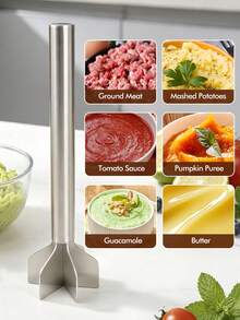 1pc 304 Stainless Steel Meat Grinder, Multi-Functional Cross Blade Meat Mincer With Stirring Paddle, For Burger Sauce And Fillings, Available In Long And Short Sizes, Practical Kitchen Cooking Tool - Multicolor - View 11