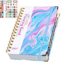 Multiple Marble Covers To Choose From 2027 Jan‑Dec Hardcover Planner, Bring 5 Plan Stickers Faux Leather Daily Weekly Monthly Agenda, Habit Tracking Journal, Portable Time Management Notebook For Students Office School Supplies - Rectangle - View 18