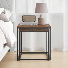 Aseto Set Of 2 Rectangular Coffee Tables Nesting Side End Table Wood Large & Small Nightstand Bedside Board Unit Desk Furniture Decor Living Room Bedroom Home Office Apartment Center Tea Tray Stackable Dual Countertop Multi Color - Adjustable - View 4
