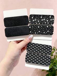 1/3/6pcs/Set Short Simple Printed Hook & Loop Hair Accessories, Sweet Hair Clips - Suitable For Girls And Women, Perfect For Daily Wear, Vacation, Date, Back To School, Party - Multicolor - View 6