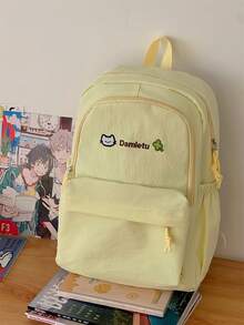 1 Stück neuer attraktiver Rucksack im japanischen Urbane‑Stil für junge Mädchen, leichte Schultasche, geeignet für Mittel‑ und Oberstufenschülerinnen, Alltagsrucksack ganzjährig nutzbar - Gelb + Butterbär - Übersicht 1