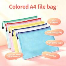 2/6/12pcs A4 Zipper Bags, Mesh File Bags, Student Test Paper Storage, Office Document And Material Storage Bags, Travel And Home Portable Storage - Color - View 2