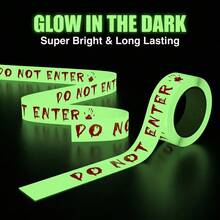 1pc New 2026 Halloween Glow-In-The-Dark Warning Tape Fluorescent Strip Decoration Caution Line Wall Sticker For Home Party - Multicolor - View 3