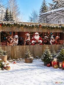 1pc Christmas Banner With Santa Claus And Dogs Pattern, Merry Christmas Decorative Banner, 200*40cm Polyester Christmas Hanging Front Door Banner, Welcome Porch Sign, Merry Christmas Decoration, Xmas Decoration, Christmas Decoration, Holiday Party Decoration, Garden Yard Holiday Fence Decoration, Christmas Photo Booth Backdrop Decoration, Winter Home Decor, Indoor Outdoor Decoration, New Year Decoration - Christmas a - View 9