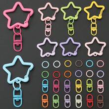 65pcs DIY Keychain Making Kit, Random Mixed Colors, Includes 50pcs Open Jump Rings, 10pcs Swivel Lobster Clasps, 5pcs Star-Shaped Spring Clasps, Suitable For DIY Doll Keychain, Bag Charm, Car Key Chain, Portable Hook Accessories, Keychain Making Materials, DIY Keychain Accessories - Accessory Set - View 7