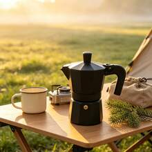 Moka Pot - 3/6/9 Cup Espresso And Cuban Coffee Brewer, Black R-Handle Stovetop Moka Pot, Suitable For Home Use And Outdoor Moka Pot - Black - View 7