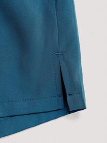 Whitmere Men Drawstring Waist Zipper Pocket Shorts - Blue - View 5