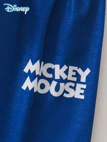 Disney 2pcs/Set Autumn Mickey Minnie Cute Cartoon Pattern Long Sleeve Sweatshirt And Elastic Waist Royal Blue Sweatpants, Slightly Stretchy, Suitable For Baby Newborn Daily Wear, Great Gift - Royal Blue - View 8