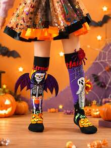 1 Pair Halloween Kids Funny Quirky Over-The-Knee Socks, Dark Gothic Style, 3D Decor, Comfortable And Durable, Suitable For Halloween, Festivals, Parties, Performances, Gatherings - Multicolor - View 7