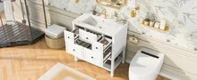 White Bathroom Vanity - Storage Unit - 76 X 46.5 X 82 Cm - 白色 - 查看 4