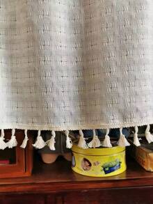 1pc Woven Lace Small Window Curtain, Suitable For Home Daily Decoration And Holidays - Beige - View 4