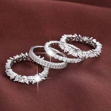 4pcs Minimalist Cubic Zirconia Rings For Women, Suitable For Daily Wear - Multicolor - View 6