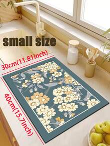 1 Pc Deep Blue Flower Pattern Kitchen Mat, 3.5 Mm Soft Rubber That Absorbs Water And Is Easy To Clean. Suitable For Corridors, Bathrooms, Living Rooms, Outdoor Door Mats, And Toilets. Useable Throughout The Year And For Various Holidays. - Multicolor - View 13