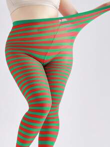 Christmas Party Cosplay Classic Colorblock Pinstripe Tights Women's Elastic Skinny Leggings Stage Performance Stockings - Multicolor - View 4