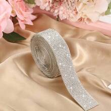 1 Roll 12-Row Self-Adhesive Crystal Rhinestone Ribbon - DIY Sequin Sticker Roll, Suitable For Handicrafts, Phone And Car Decoration, Jewelry Making Supplies, Diamond Shape - A - View 8