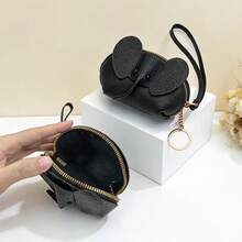1pc New Creative Cute Elephant Bag Charm Women's Key Pouch Creative Card Holder Leather Elephant Coin Purse Zipper Lipstick Storage Bag Makeup Bag - Multicolor - View 6
