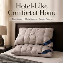 2Pcs Firm Support Pillow Quilted Extra Filled Hotel Quality Pillows Pair - Grey - View 8