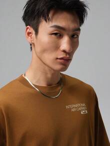 Jordan Men's AS BRK S AIR 85 SS Crew Short Sleeve T-Shirt Knit Collarless Short TIO0028-281 - Mocha Brown - View 3