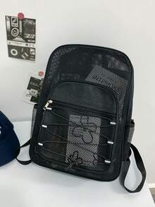 Mochila transparente de gran capacidad para hombres, bolso de hombro - Negro - Ver 5