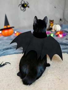 1pc/Set - Pet Bat Wings Halloween Party Decoration, Puppy Collar Leaf Role Play Bat Costume, Cute Puppy Cat Costume Accessory, Suitable For Halloween Party, Halloween Trick Or Treat Walk, Pet Costume Competition, Themed Photo Shoot, Holiday Pet Gift - Multicolor - View 4