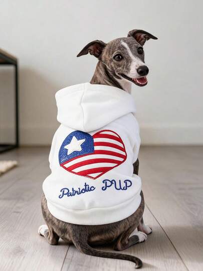 1pc Pet Clothes Dog Cat Apparel Clothing Small Dog Puppy Happy Cute Pet Autumn Winter Warm Hooded Sweatshirt American Heart Sweatshirt